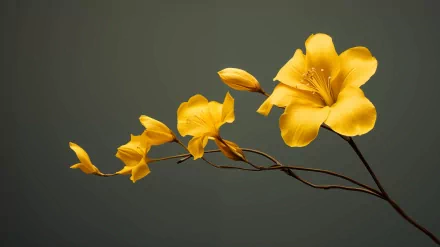 HD desktop wallpaper featuring vibrant yellow flowers on a stem against a muted background.