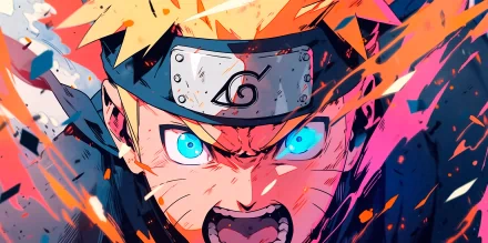 HD wallpaper featuring Naruto Uzumaki, the iconic anime character, depicted with vibrant colors and intense expression, showcasing his determined spirit and energy.