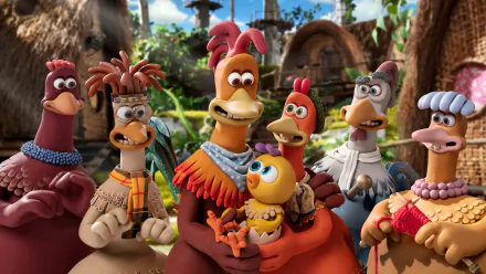 HD wallpaper featuring characters from Chicken Run: Dawn of the Nugget movie for desktop background.