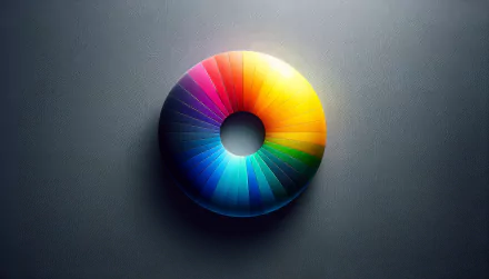 HD desktop wallpaper featuring a vibrant color wheel with a spectrum of colors on a textured grey background.