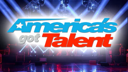 HD desktop wallpaper of America's Got Talent show logo with a vibrant stage background.