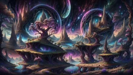 Sci Fi landscape AI Art HD Desktop Wallpaper | Background Image
