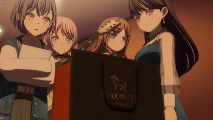 HD wallpaper featuring characters from BanG Dream Anime 'It's My GO!!!!!' series with warm ambient lighting.