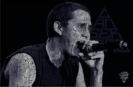 HD desktop wallpaper featuring a stylized monochromatic image of Canserbero performing music, with text and graphics overlay.
