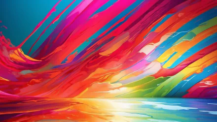 Colorful abstract art HD desktop wallpaper with vibrant brush strokes.