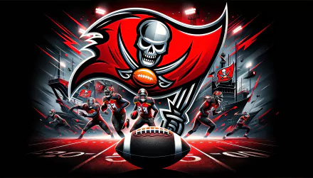 HD Tampa Bay Buccaneers Wallpaper Featuring Team Logo and Players in Action for NFL Super Bowl Football Fans.