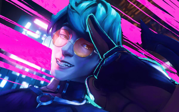 HD wallpaper of Ezreal from League of Legends, featuring vibrant Heartsteel-themed graphics as the background.