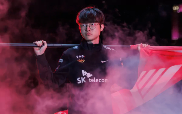 Faker's Glory: T1 HD Wallpaper from League of Legends Esports