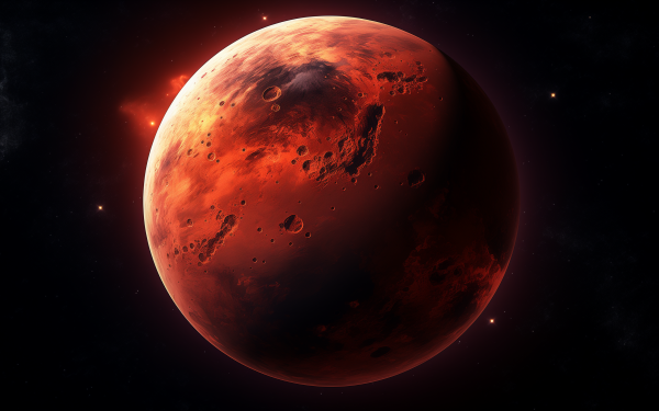 HD wallpaper of planet Mars with a detailed surface set against a starry background suitable for desktop backgrounds.