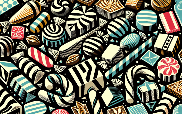 Assorted candies pattern HD wallpaper for desktop background.