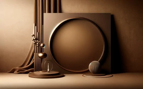 HD brown aesthetic desktop wallpaper featuring abstract geometric shapes and smooth textures in a stylish arrangement.