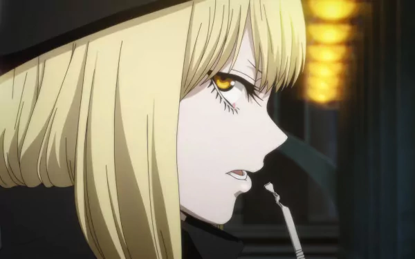 Anime character from 'The Witch and the Beast' with distinctive yellow eyes, featured in an HD desktop wallpaper.