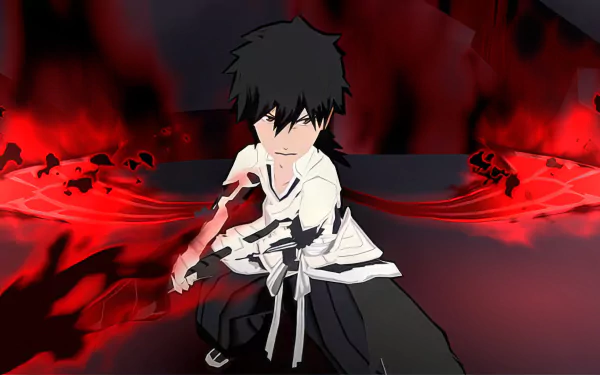 HD wallpaper of a character from Bleach: Brave Souls video game with a red and black action-packed background for desktop.
