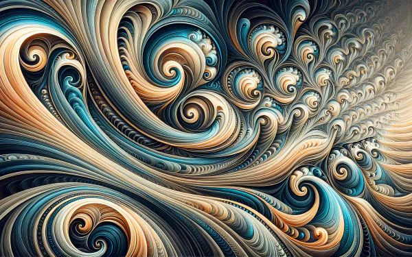 HD abstract fractal wallpaper featuring swirling patterns in shades of blue and brown.