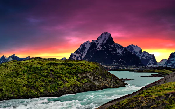  Sunset Mountains River