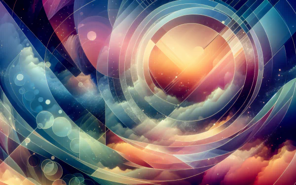 HD Chillwave Aesthetic Desktop Wallpaper with Abstract Sunset and Swirling Patterns.