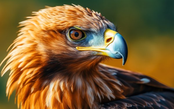 HD wallpaper of a majestic eagle with a sharp gaze for a nature-inspired desktop background.