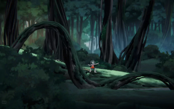 HD desktop wallpaper of The Cub video game featuring a character in a mystical forest setting.