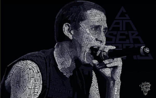 HD desktop wallpaper featuring a stylized monochromatic image of Canserbero performing music, with text and graphics overlay.