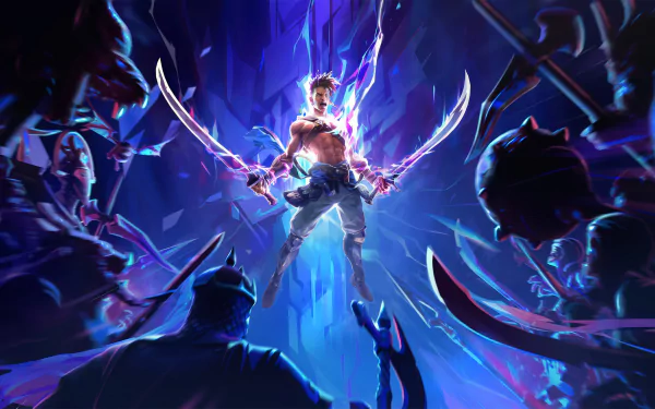 HD desktop wallpaper featuring dynamic action scene from the video game Prince of Persia: The Lost Crown with vibrant colors and artistic rendering.
