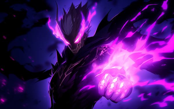 HD anime wallpaper featuring a dark, stylistic anime character emanating purple energy, embodying a Phonk vibe with devilish aesthetics, perfect for desktop background.