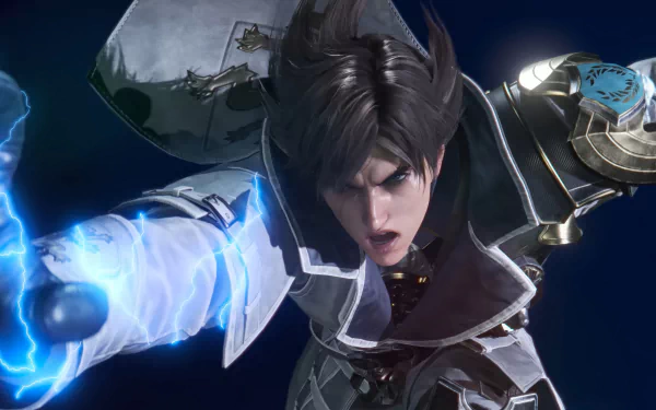 HD Tekken 8 Lars Alexandersson desktop wallpaper featuring dynamic action pose with energy effect.