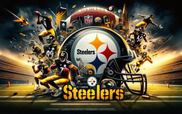 HD Pittsburgh Steelers NFL Super Bowl-themed desktop wallpaper featuring dynamic football imagery on the field.