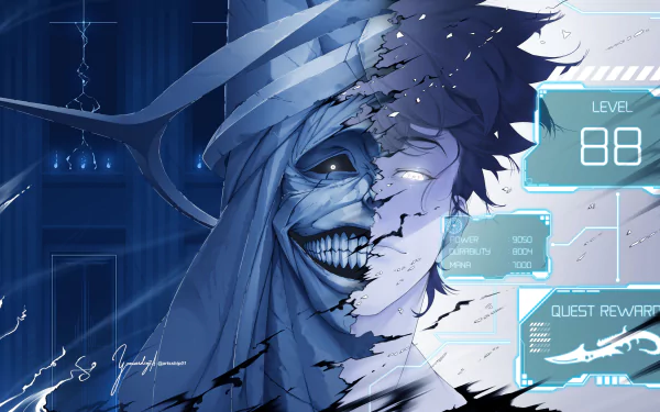 Anime Solo Leveling Sung Jin-Woo Statue of God (Solo Leveling) HD Desktop Wallpaper | Background Image
