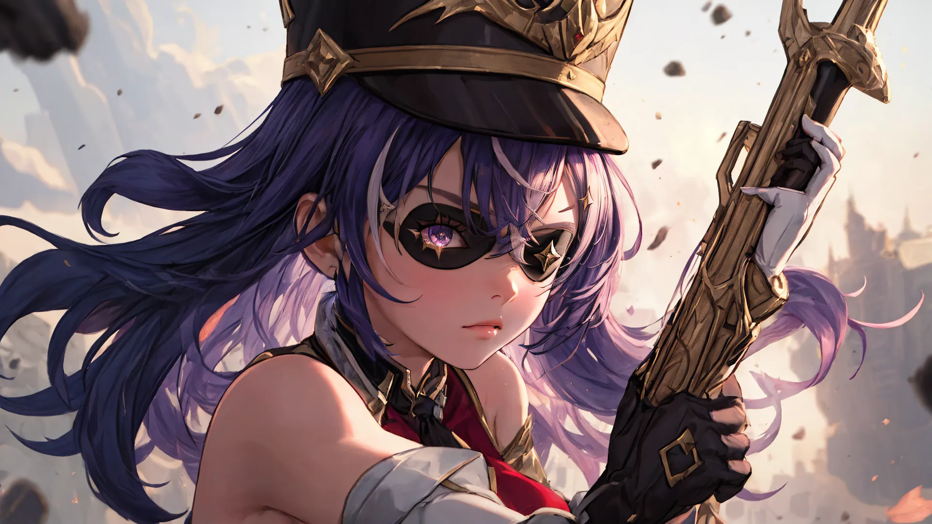 Genshin Impact Chevreuse character depicted in HD desktop wallpaper with dynamic pose and vibrant colors