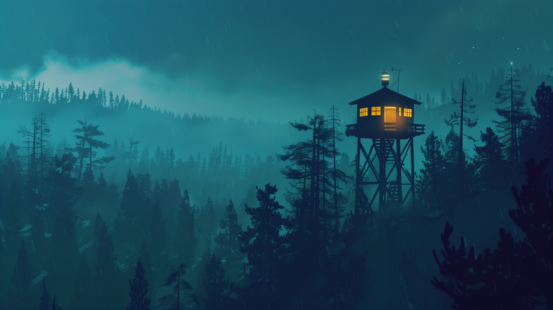 Firewatch Game Rainy Forest Scene HD Wallpaper by patrika