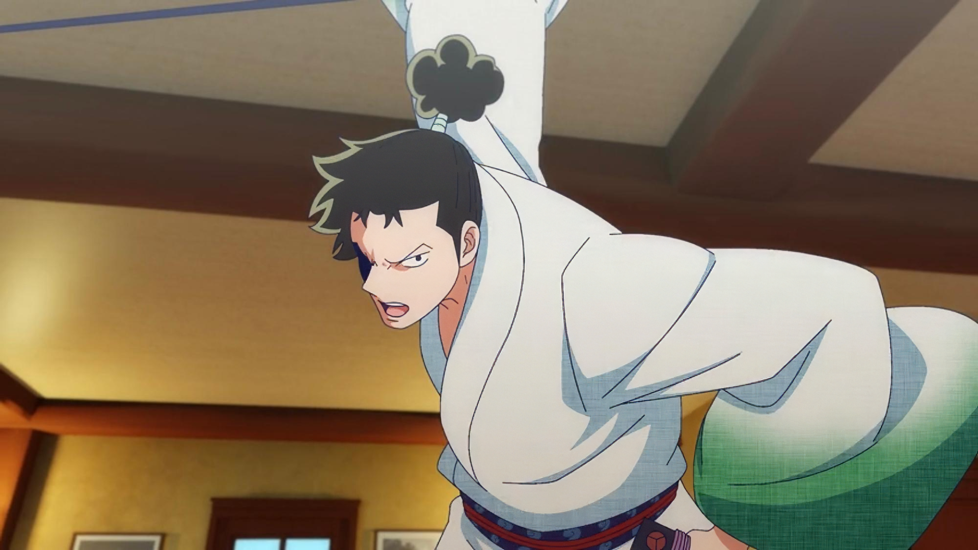Anime character Ryuma poised for action in 'Monsters: 103 Mercies Dragon Damnation' HD desktop wallpaper.