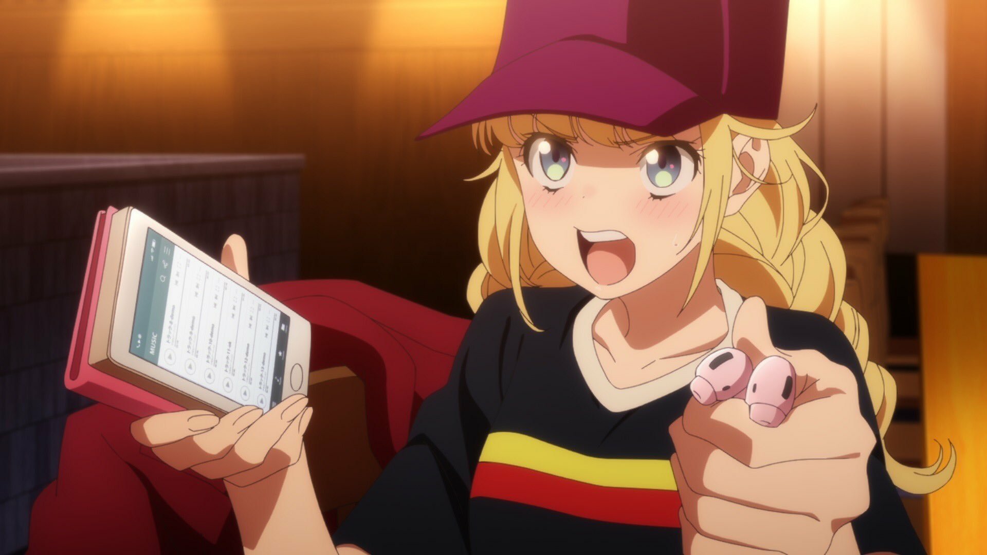 Anime character from Ya Boy Kongming! with a smartphone and wearing a hat, in a HD desktop wallpaper.