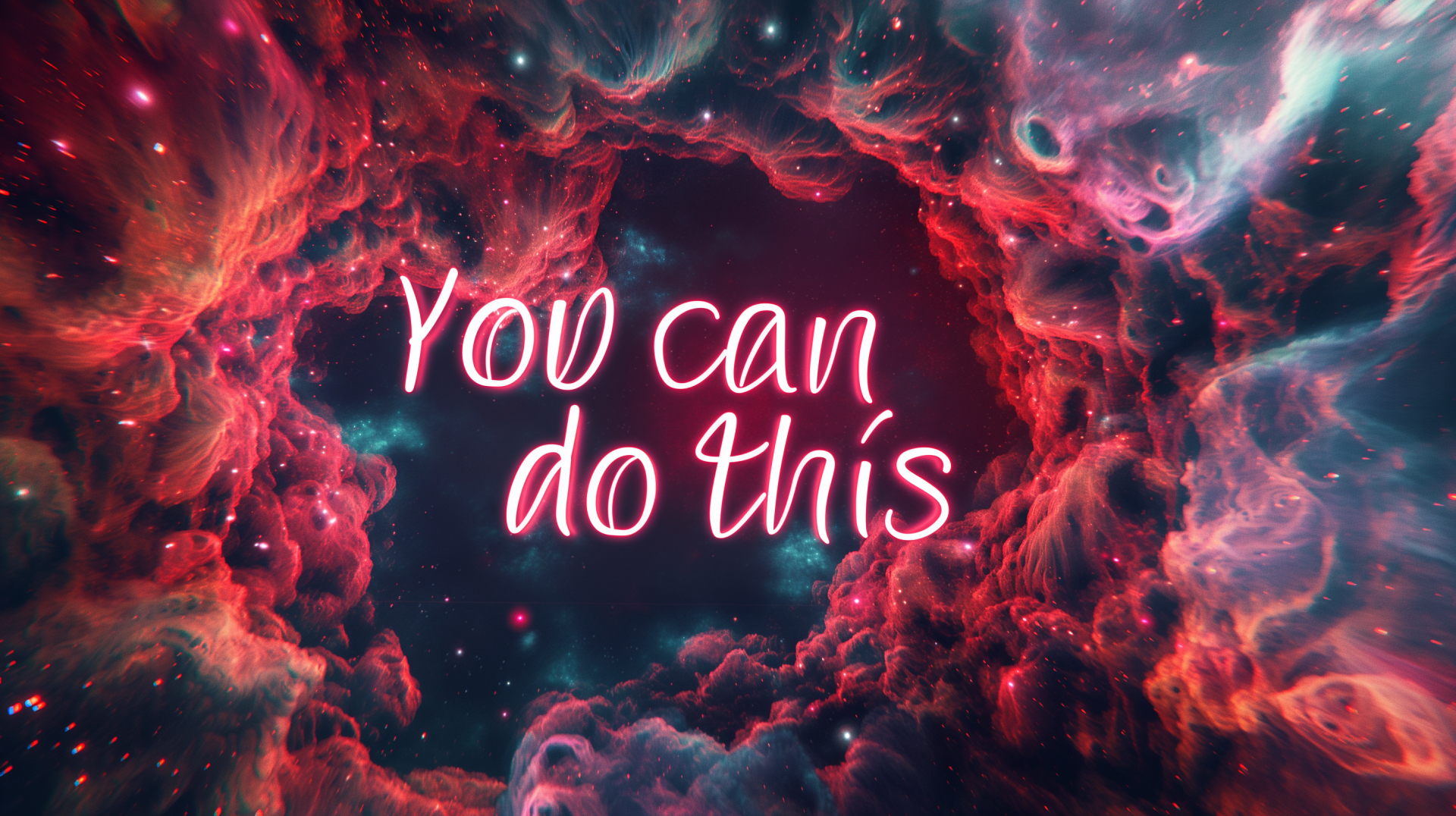 Inspirational HD wallpaper with the motivational quote You can do this against a cosmic nebula background for desktop.
