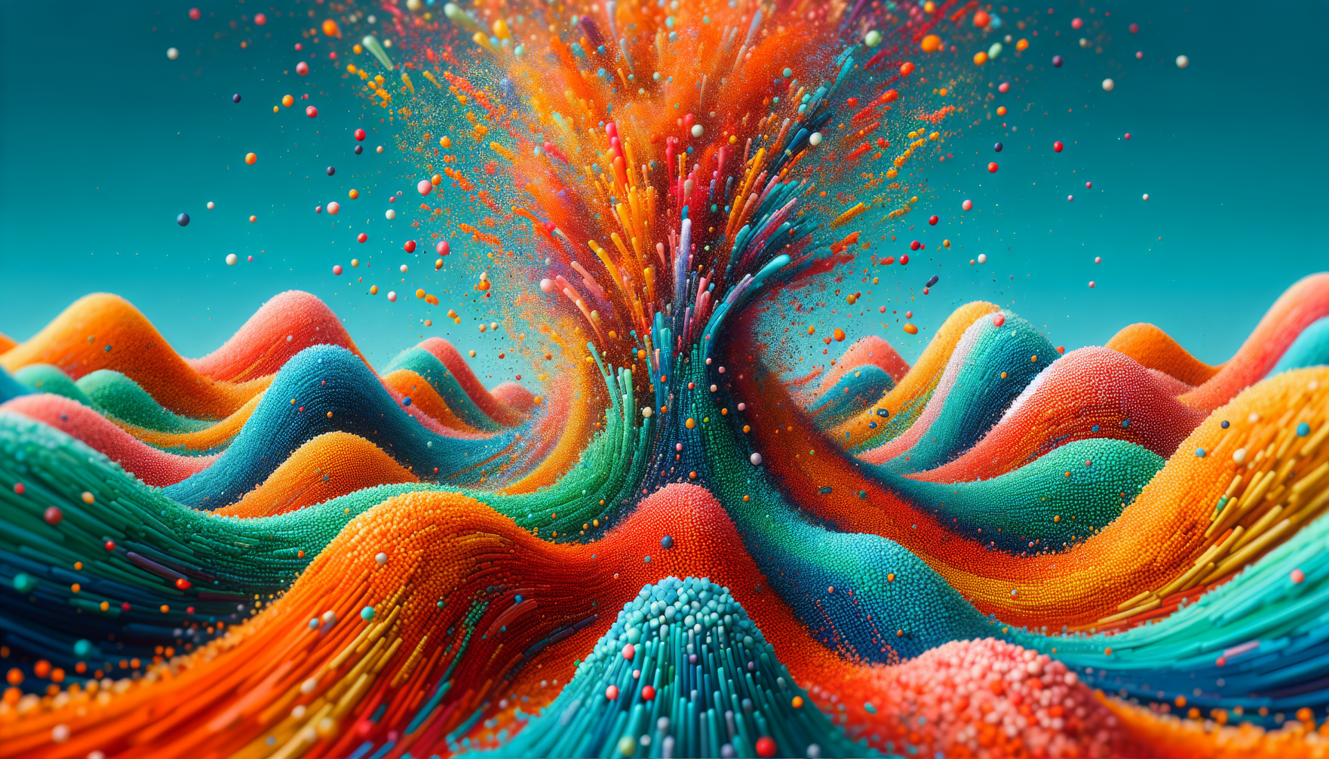 HD desktop wallpaper featuring a vibrant explosion of colorful sprinkles in a dynamic, wavy pattern.