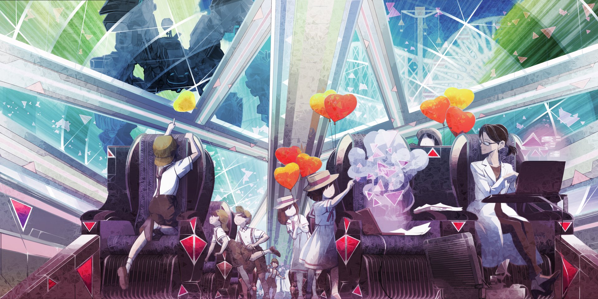 HD wallpaper featuring artistic depiction of characters from the video game SaGa Emerald Beyond, suitable as a vibrant desktop background.