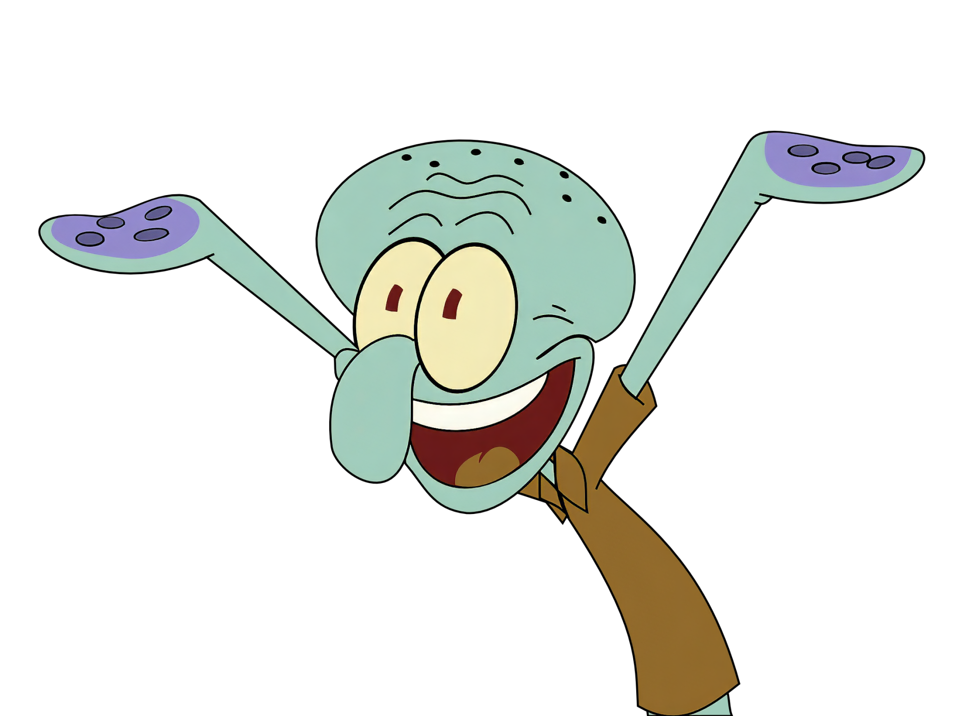 HD desktop wallpaper of Squidward Tentacles from SpongeBob SquarePants, posing with a joyful expression on a black background.