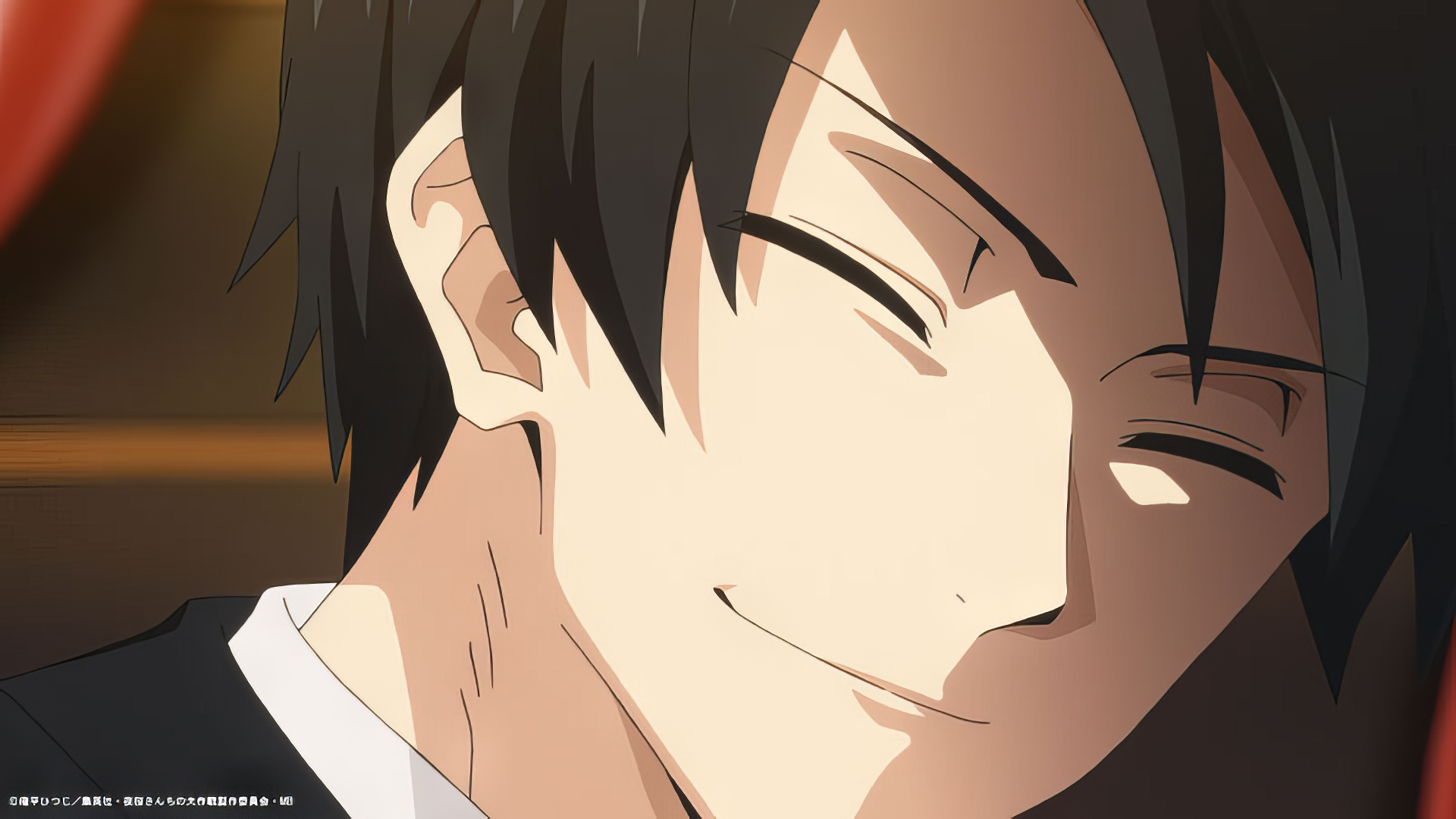 Anime character smiling from Mission: Yozakura Family as an HD desktop wallpaper background.