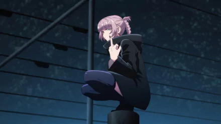 Anime character from Call of the Night crouches against a dark urban backdrop in this HD PC desktop wallpaper and background.