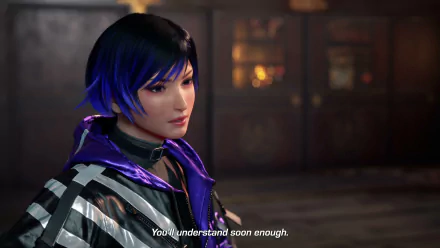 HD wallpaper of Reina from Tekken 8 with the caption 'You'll understand soon enough' for desktop background.