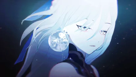 HD PC desktop wallpaper featuring Jingliu from Honkai: Star Rail with a serene expression and ethereal lighting effects.