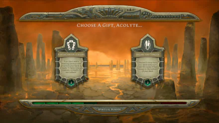 HD desktop wallpaper featuring the 'Choose a Gift, Acolyte' selection screen from a video game with Acolyte of the Altar theme.