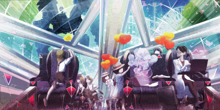 HD wallpaper featuring artistic depiction of characters from the video game SaGa Emerald Beyond, suitable as a vibrant desktop background.