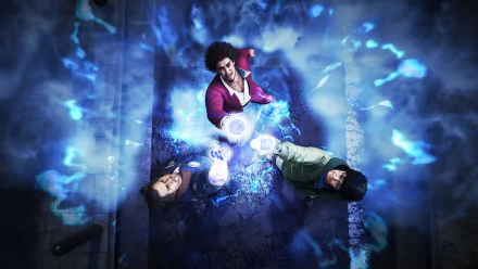 HD wallpaper featuring electrifying action from the video game Like a Dragon: Infinite Wealth.