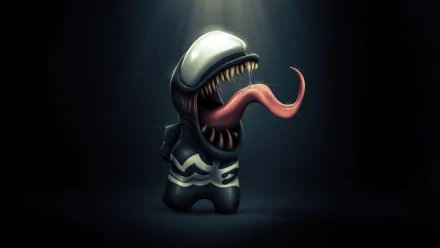 HD desktop wallpaper featuring Among Us character styled as Venom in a dark background.