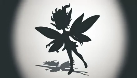 A whimsical pixie silhouette dances against a soft, gradient background, creating a magical and enchanting HD desktop wallpaper.