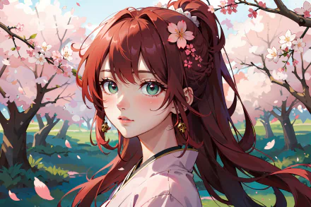  Sakura Serenity: The Girl with Red Hair
