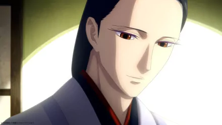 Anime character from YATAGARASU: The Raven on HD desktop wallpaper with serene expression and traditional attire.