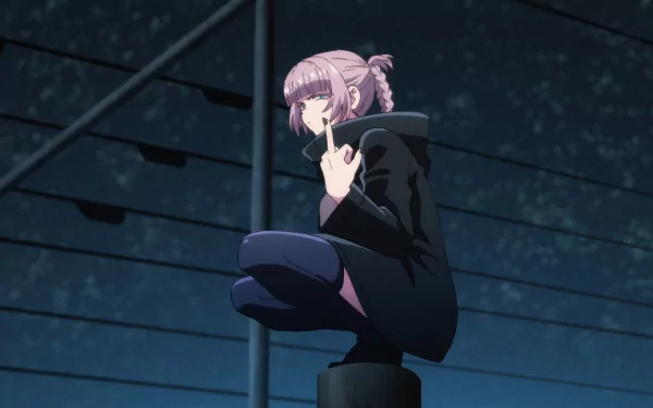 Anime character from Call of the Night crouches against a dark urban backdrop in this HD PC desktop wallpaper and background.