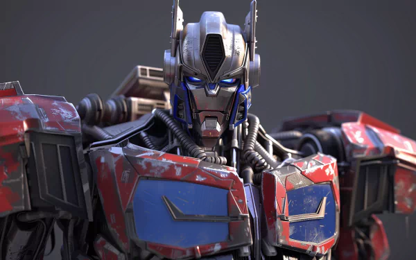 HD desktop wallpaper featuring Transformers' Optimus Prime in a detailed close-up.