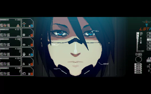SIGNALIS video game character close-up with HUD elements for HD desktop wallpaper and background.